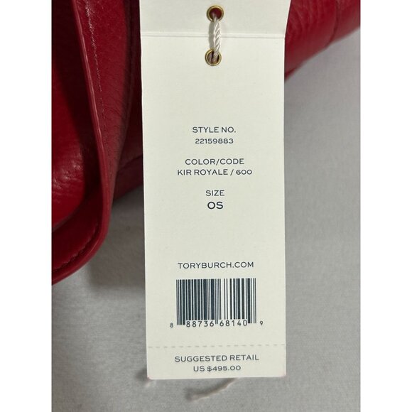 Tory Burch Plaque Large Pebbled Leather Tote in Kir Royale - Picture 5 of 8